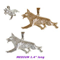 German Shepherd Dog Trotting in 14K Gold Pendant