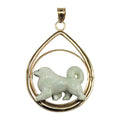 Great Pyrenees- Custom Enamel  in 14K Gold Teardrop Pendant