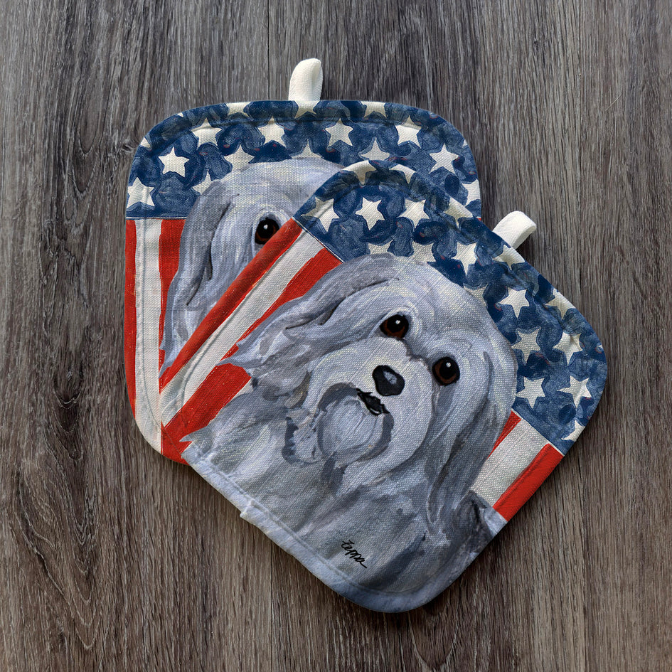 Havanese  Americana Pot Holder Set
