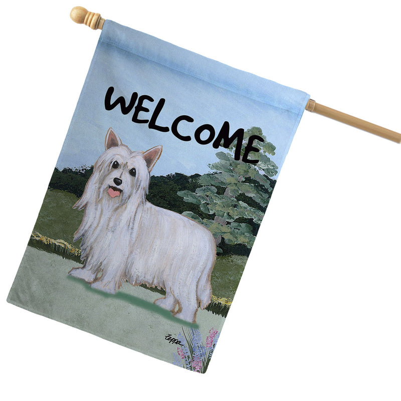 Chinese Crested Powderpuff House Flag