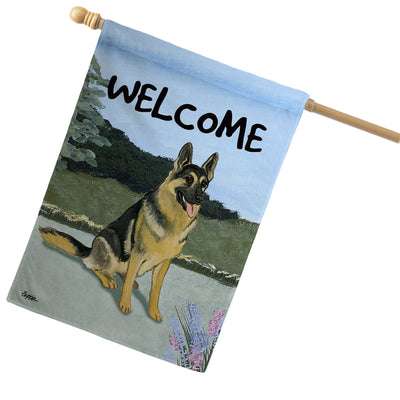 German Shepherd Dog House Flag