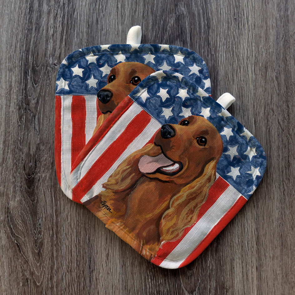 Irish Setter  Americana Pot Holder Set