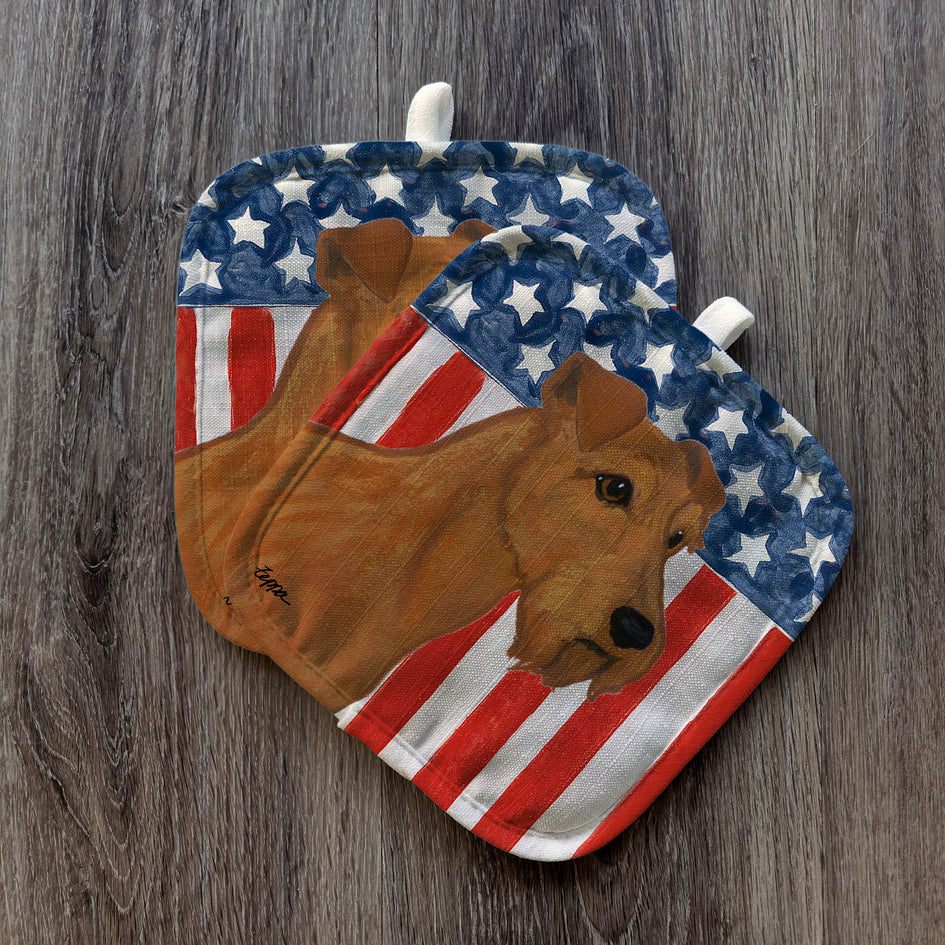 Irish Terrier  Americana Pot Holder Set