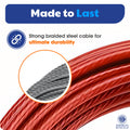 American Kennel Club Dog Tie Out Cable 20 Feet, 5mm Heavy Duty Vinyl Coated Dog Lead Up to 110 lbs, Tangle-Free Runner, Rust-Free, Quick Release Swivel Clips, 360° Rotating Clasp, Red