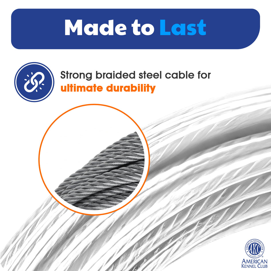 American Kennel Club AKC Heavy Duty Steel Tie-Out Cable for Dogs