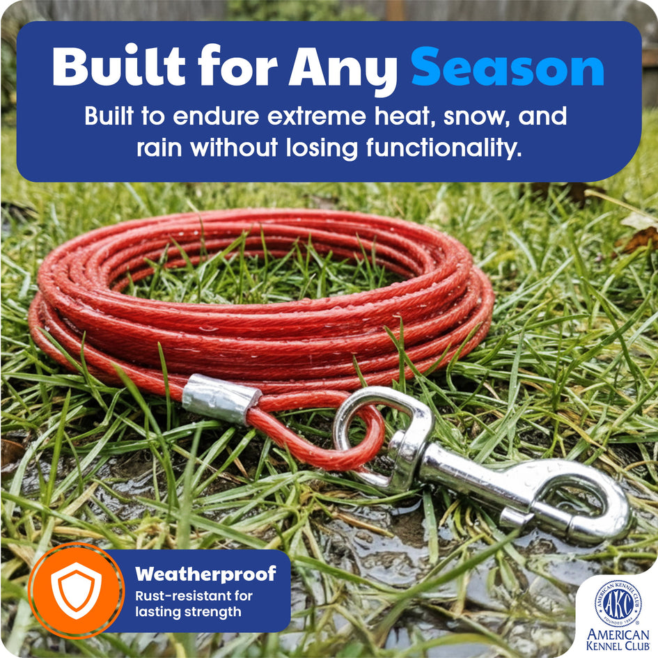 American Kennel Club AKC Heavy Duty Steel Tie-Out Cable for Dogs - 30ft