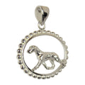 Irish Wolfhound in Sterling Silver Beaded Oval Pendant