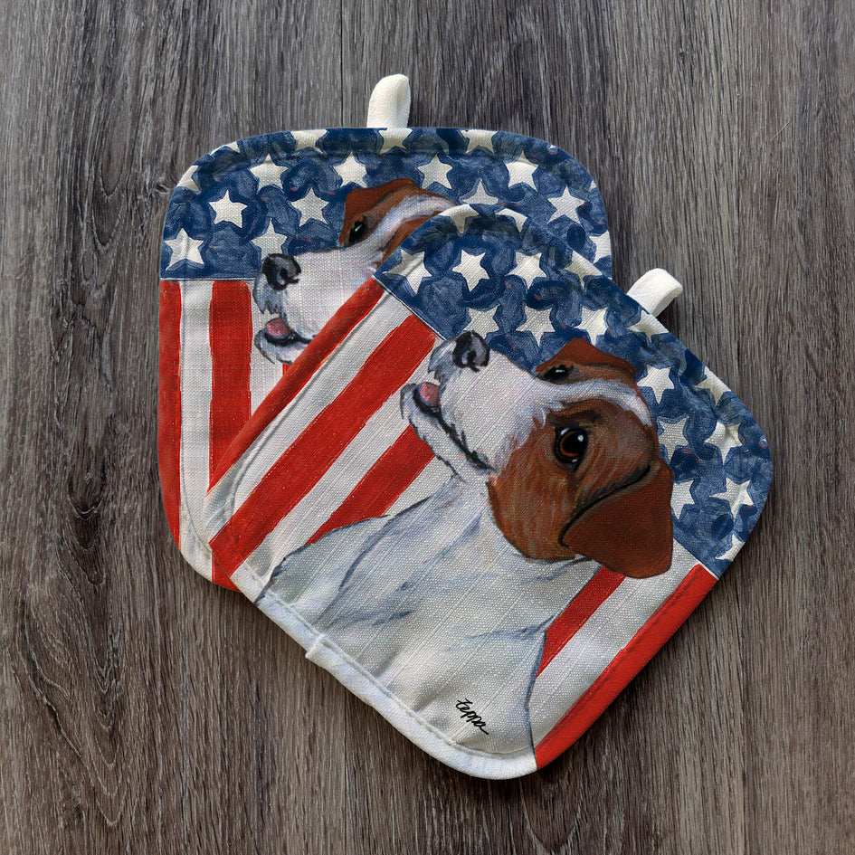 Russell Terrier  Americana Pot Holder Set