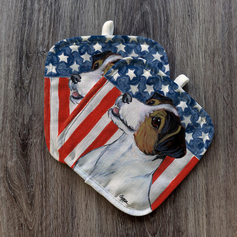 Russell Terrier  Americana Pot Holder Set