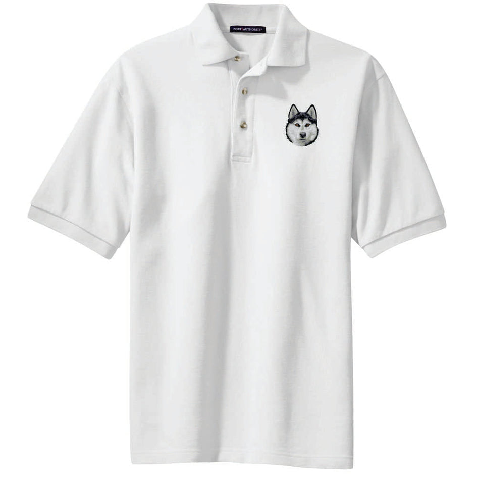 Siberian Husky Embroidered Polo Shirt
