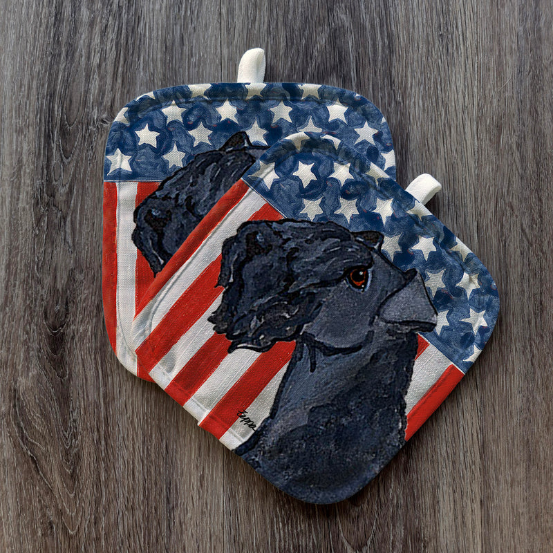 Kerry Blue Terrier  Americana Pot Holder Set