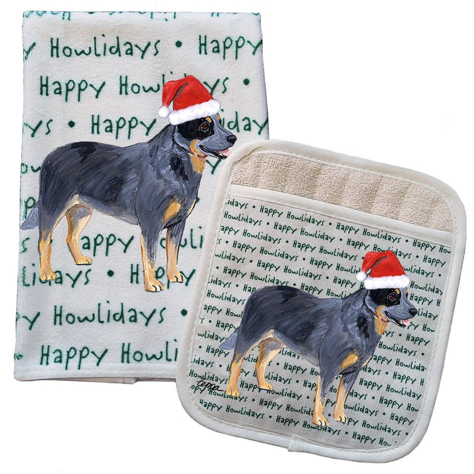 Australian Cattle Dog Kitchen Towel & Pot Holder Textile Set