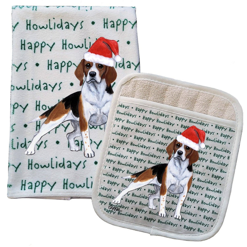 Beagle Kitchen Towel & Pocket Mitt Set