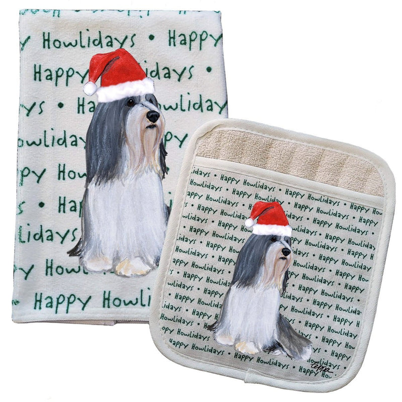 Bearded Collie Kitchen Towel & Pocket Mitt Set