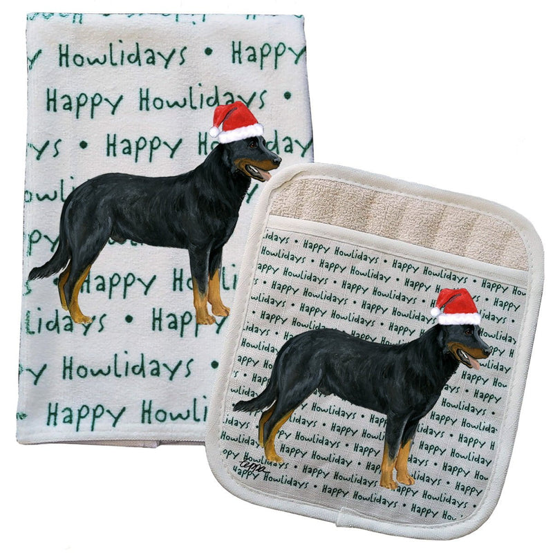 Beauceron Kitchen Towel & Pocket Mitt Set