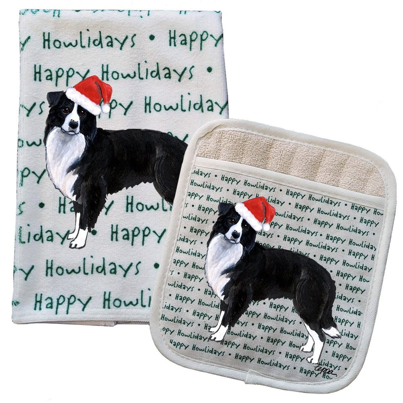 Border Collie Kitchen Towel & Pocket Mitt Set