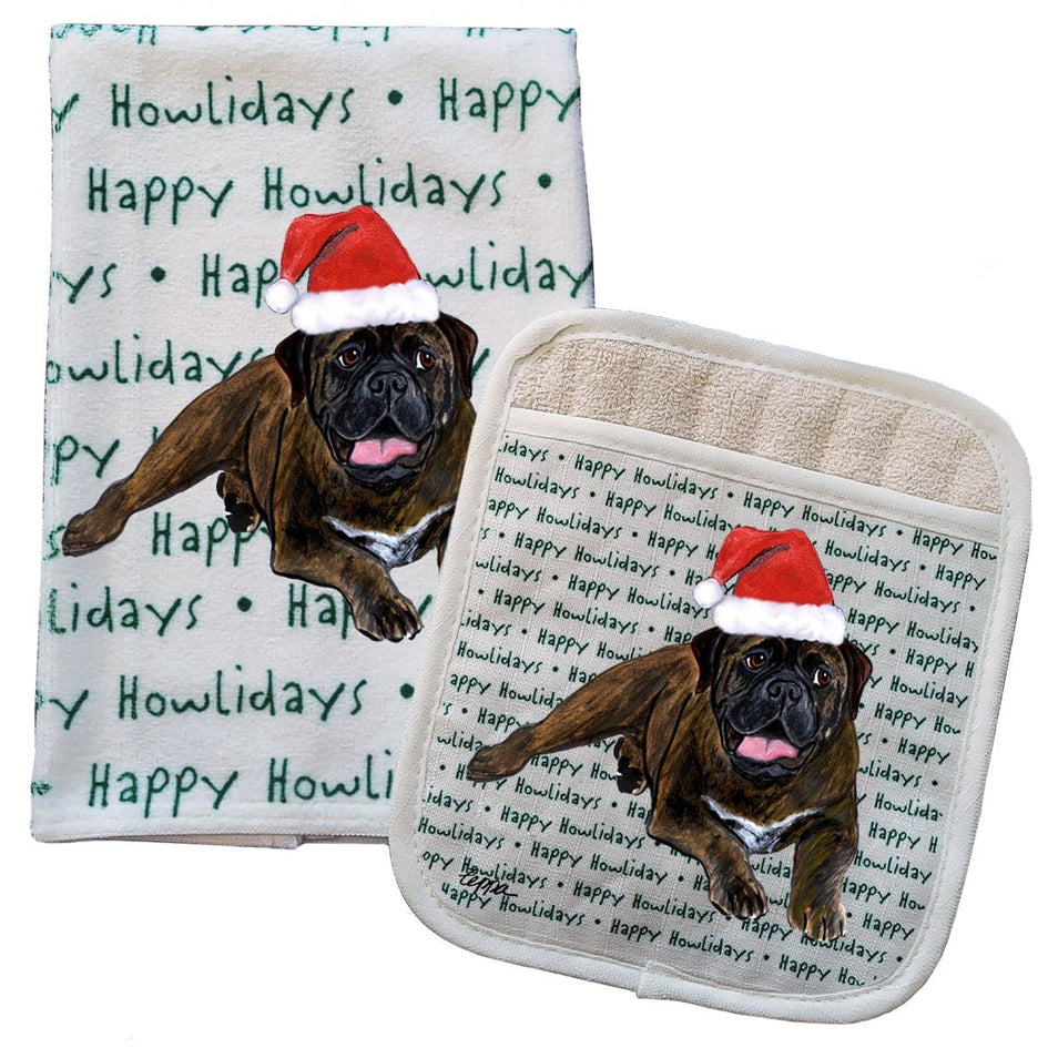 Bullmastiff Kitchen Towel & Pocket Mitt Set