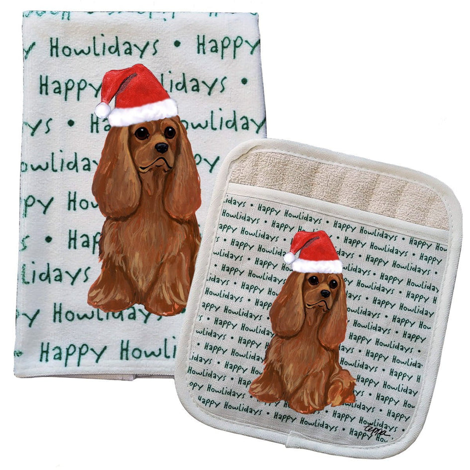 Cavalier King Charles Spaniel Kitchen Towel & Pocket Mitt Set