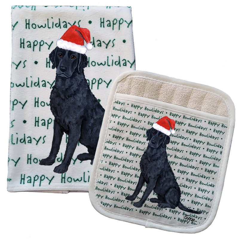 Curly-Coated Retriever Kitchen Towel & Pocket Mitt Set