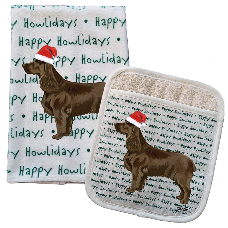 Field Spaniel Kitchen Towel & Pocket Mitt Set