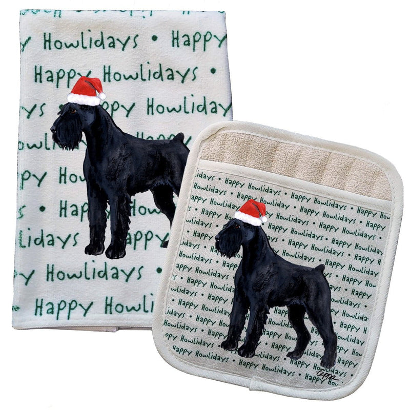 Giant Schnauzer Kitchen Towel & Pocket Mitt Set