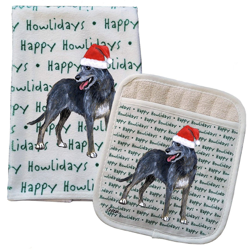 Irish Wolfhound Kitchen Towel & Pocket Mitt Set