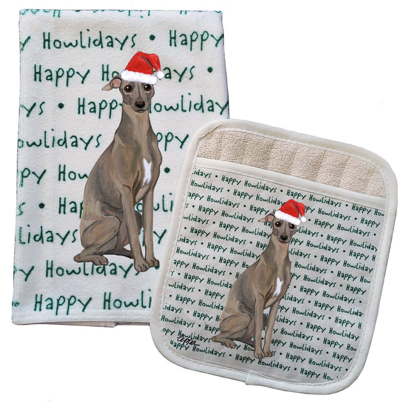 Italian Greyhound Kitchen Towel & Pocket Mitt Set