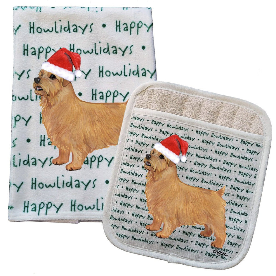 Norfolk Terrier Kitchen Towel & Pot Holder Textile Set