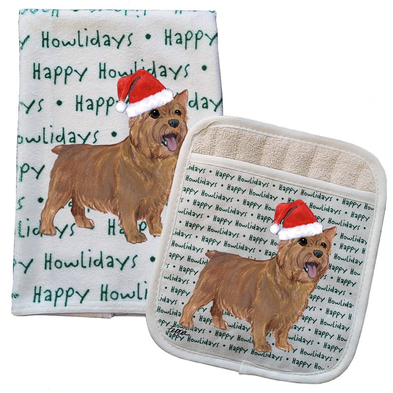 Norwich Terrier Kitchen Towel & Pot Holder Textile Set