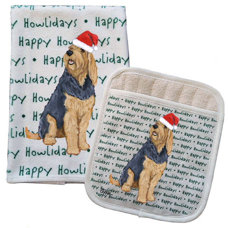 Otterhound Kitchen Towel & Pot Holder Textile Set