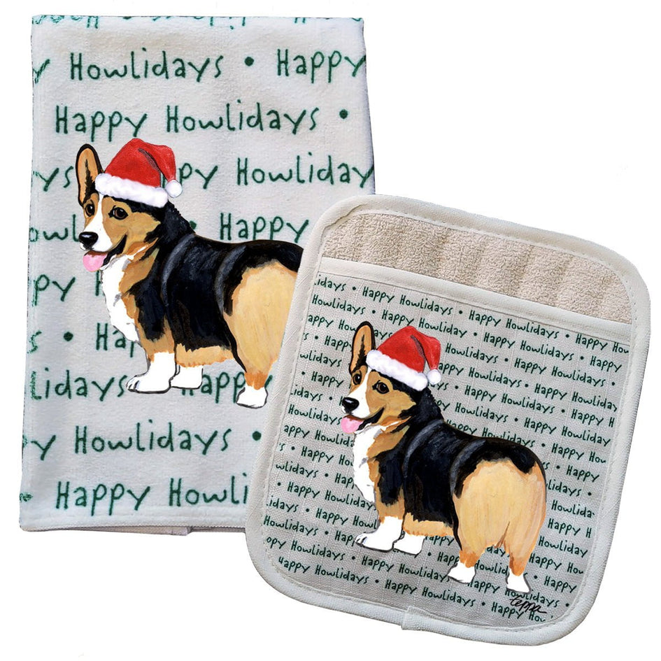 Welsh Corgi Pembroke Kitchen Towel & Pocket Mitt Set