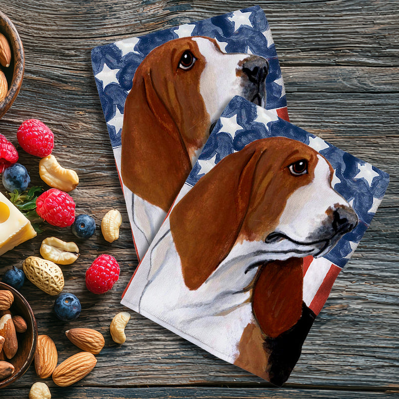 Basset Hound Americana Kitchen Towel Set