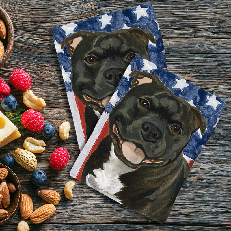 Staffordshire Bull Terrier Americana Kitchen Towel Set