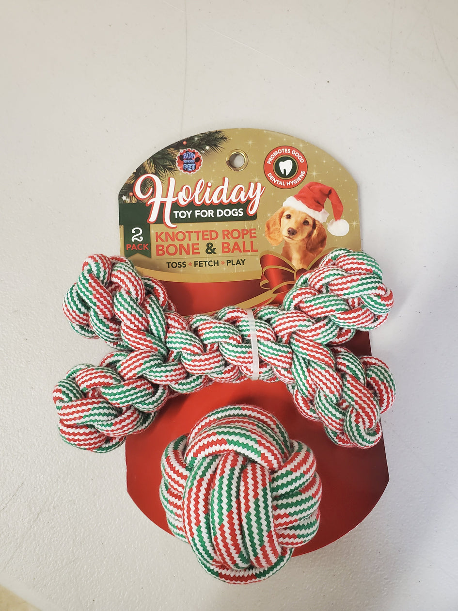 Holiday Knotted Rope and Ball Toy