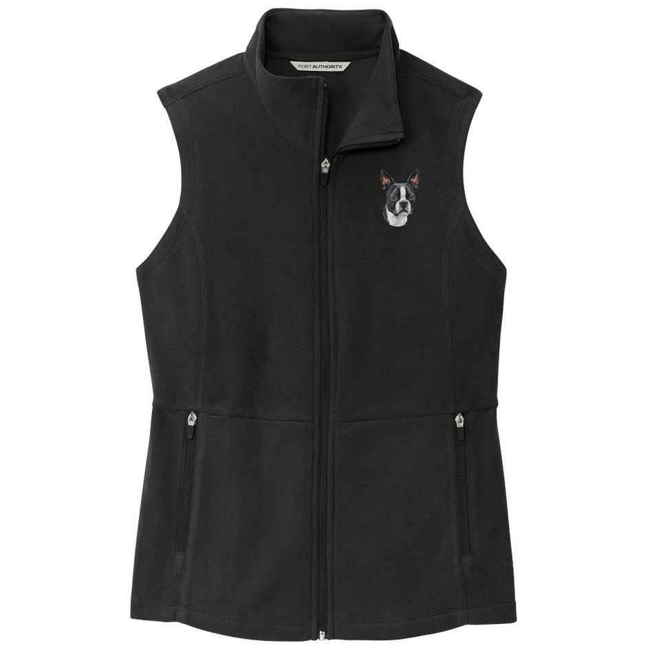 Boston Terrier Embroidered Women's Fleece Vest