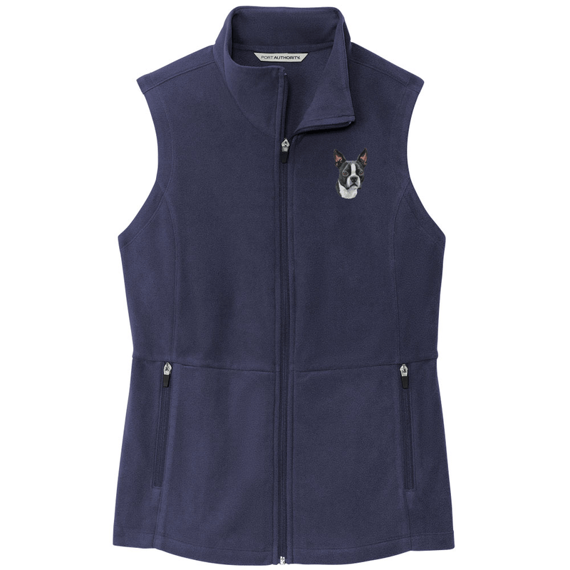 Boston Terrier Embroidered Women's Fleece Vest