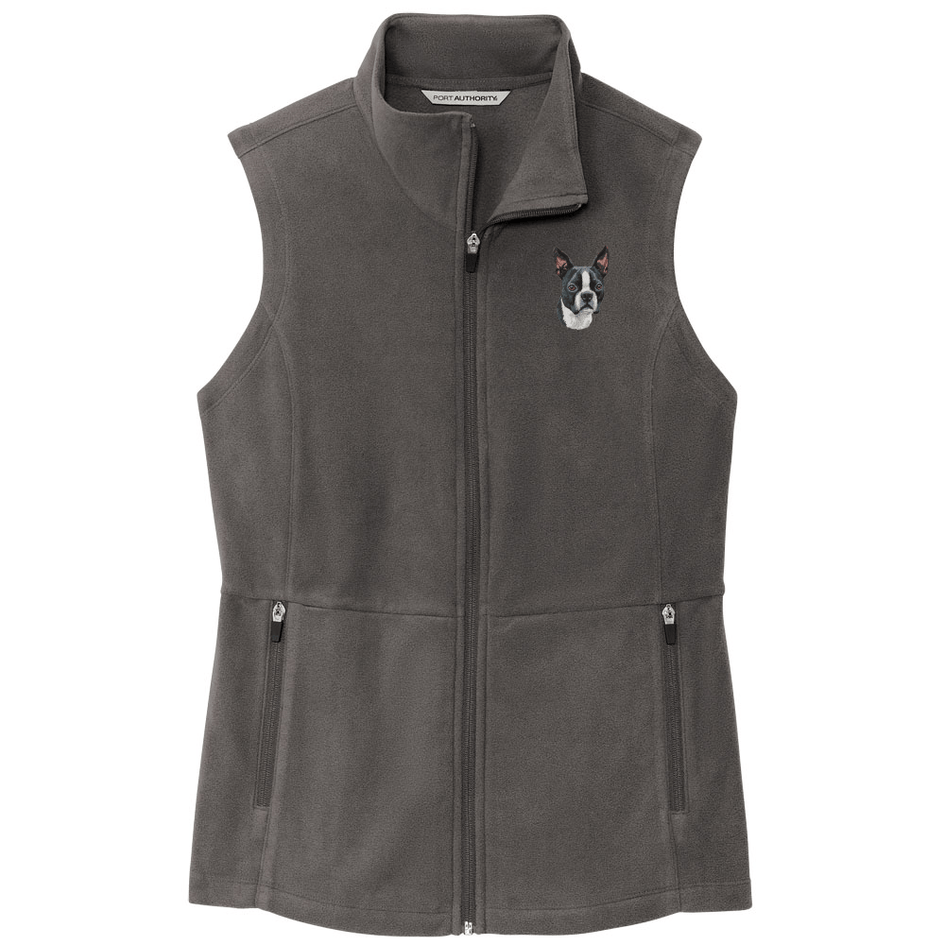 Boston Terrier Embroidered Women's Fleece Vest