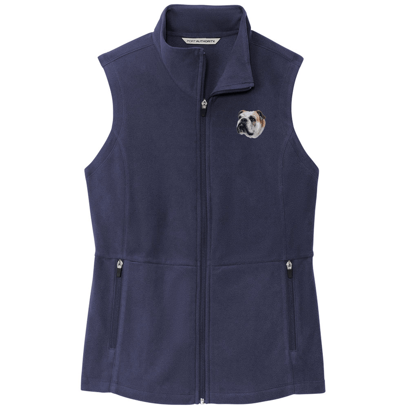 Bulldog Embroidered Women's Fleece Vest