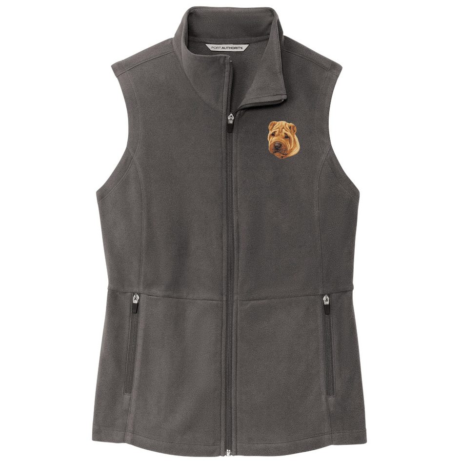 Chinese Shar-Pei Embroidered Women's Fleece Vest