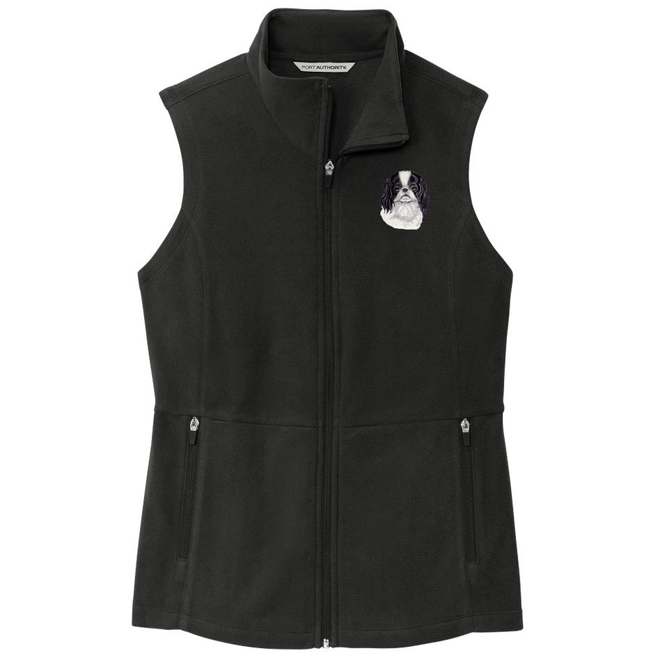 Japanese Chin Embroidered Women's Fleece Vest
