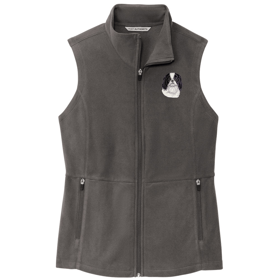 Japanese Chin Embroidered Women's Fleece Vest