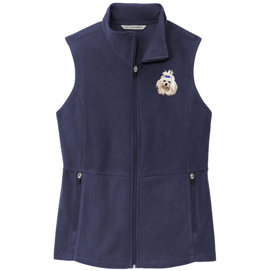 Maltese Embroidered Women's Fleece Vest
