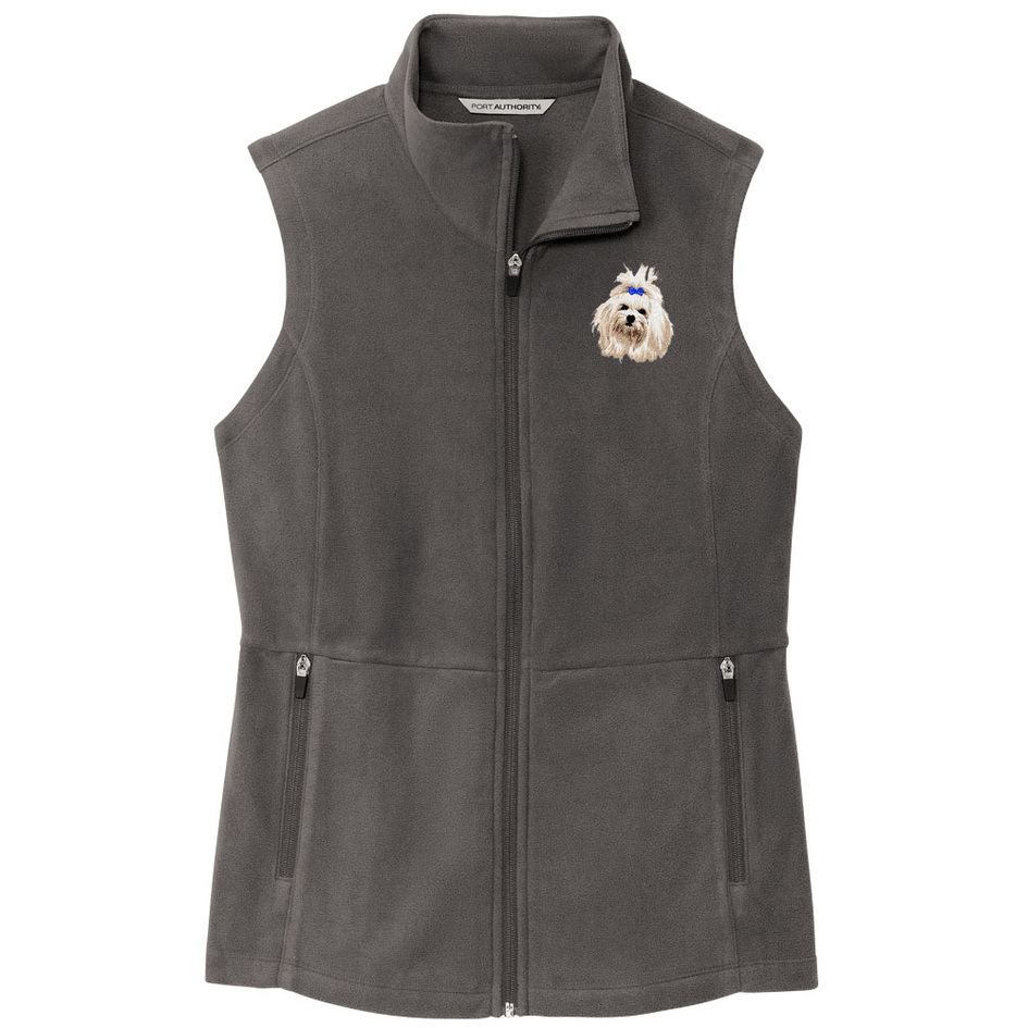 Maltese Embroidered Women's Fleece Vest