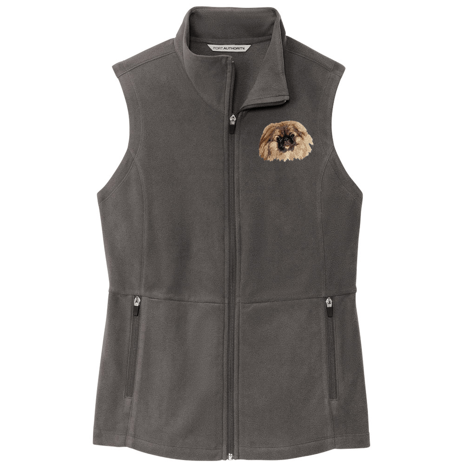 Pekingese Embroidered Women's Fleece Vest