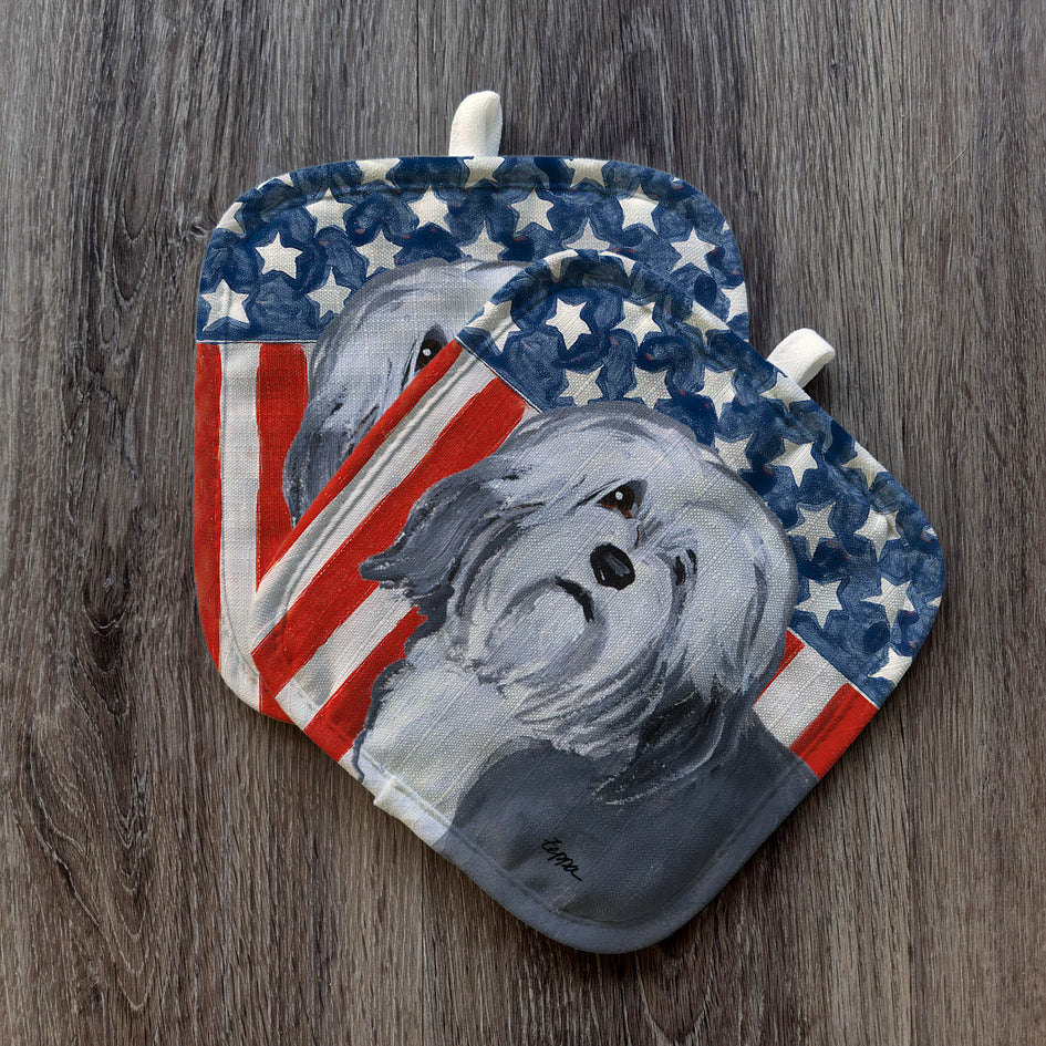 Lowchen Americana Pot Holder Set