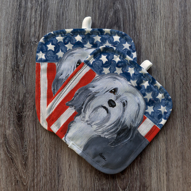 Lowchen Americana Pot Holder Set