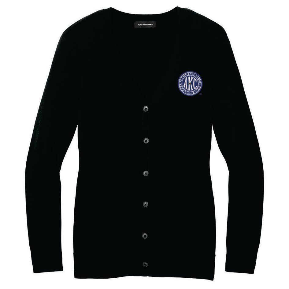 AKC Seal Embroidered Button-Up Cardigan Sweater