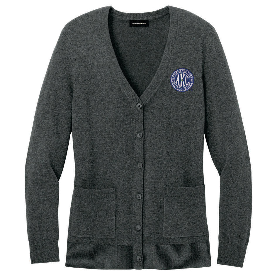 AKC Seal Embroidered Button-Up Cardigan Sweater