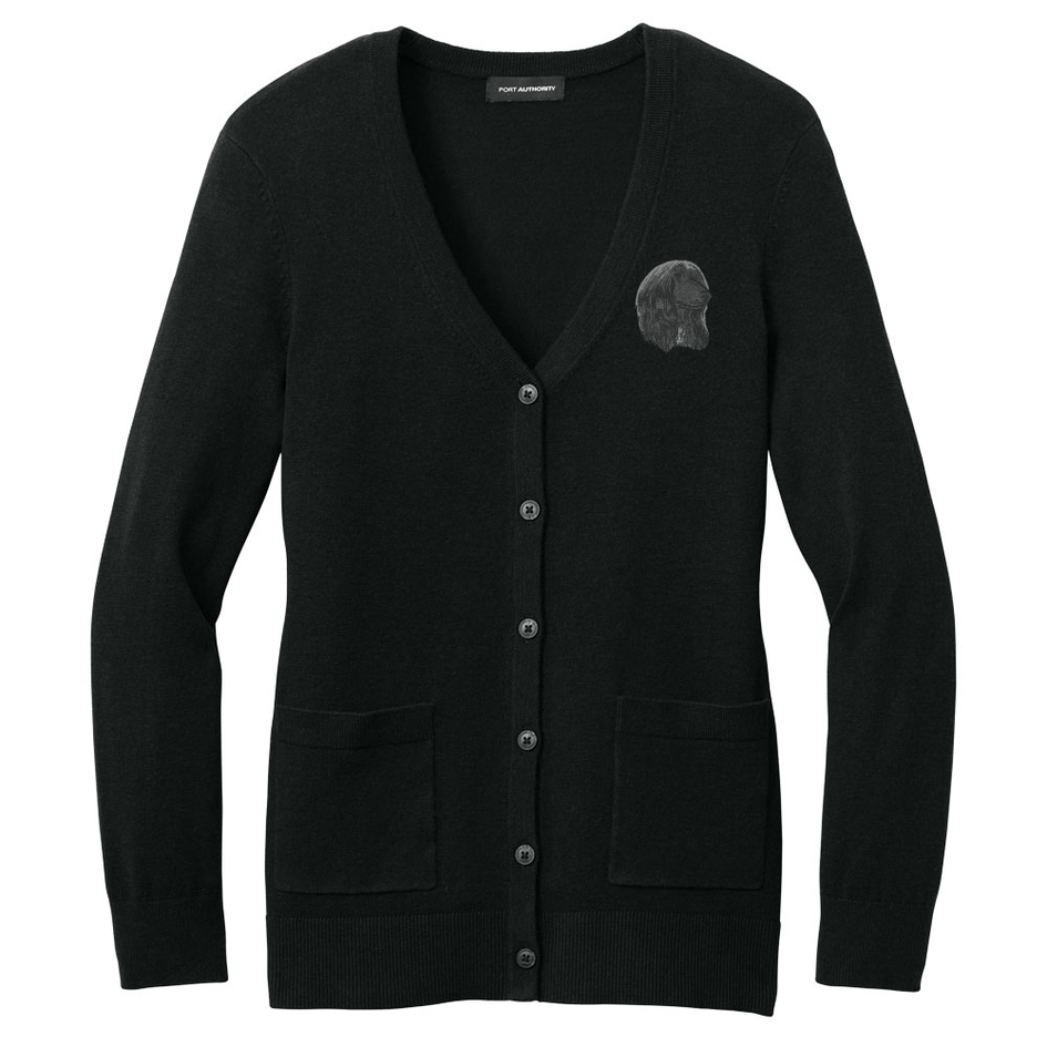 Afghan Hound Embroidered Button-Up Cardigan Sweater