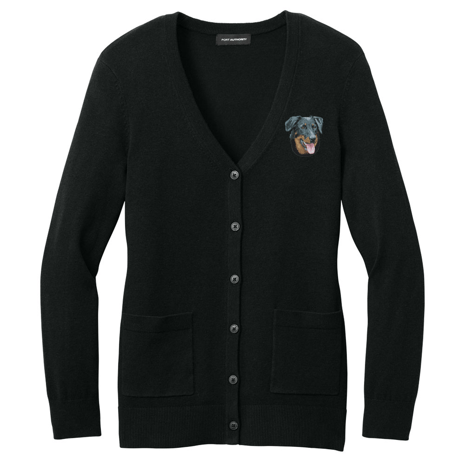 Beauceron Embroidered Button-Up Cardigan Sweater